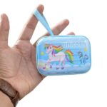 Unicorn Design Earphone Case with Secure Closure| Secure Closure Keeps Earphones Safe Inside the Case