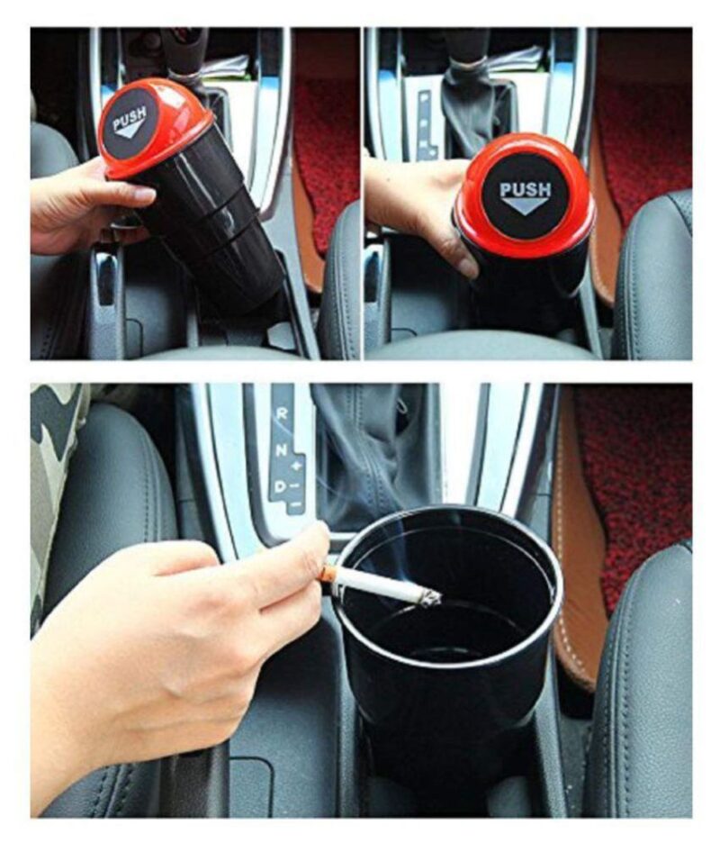 Mini Car Trash Bin Mounted on Car Door with Discarded Coffee Cup Inside | Convenient Waste Disposal for Clean Cars | car accessories