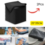 2pcs Microfiber Cleaning Black Cloth 25*25Cm