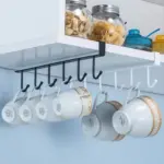 Modern Design Cabinet Shelf Multiuse Hook Holder Installed in Kitchen Cabinet