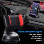 Adjustable Car Mobile Phone Holder Secure Smartphone Mount: Adjustable Car Phone Holder for Safe Driving A smartphone securely mounted in an adjustable car phone holder attached to a car's air vent. The holder features adjustable arms and a secure grip.