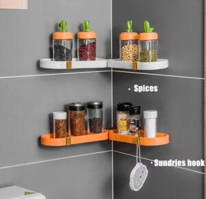 Close-up of Mounted Corner Rack Holding Cleaning Supplies | Organize Kitchen Amenities, Containers, Tools & More in Corners