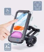 A waterproof motorcycle bike mobile phone holder in a prominent color, featuring a secure mounting system and weatherproof design, displayed prominently - Mobile Accessories.