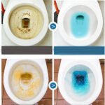 Before and after result of the toilet aftr using the cleaning ball