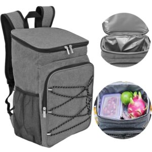 An insulated backpack in a prominent color (if applicable), featuring a spacious main compartment and insulated lining to keep food and drinks cold or hot.