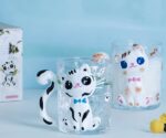 A cute pet glass coffee & tea cup in a prominent color, featuring an animal design and suitable for hot or cold beverages - Glasses, Kitchen Accessories